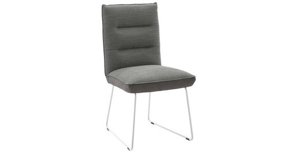 STUHL in Stahl Flachgewebe Metall, Textil - Edelstahlfarben/Dunkelgrau, Design, Textil/Metall (49/93/59cm) - Dieter Knoll