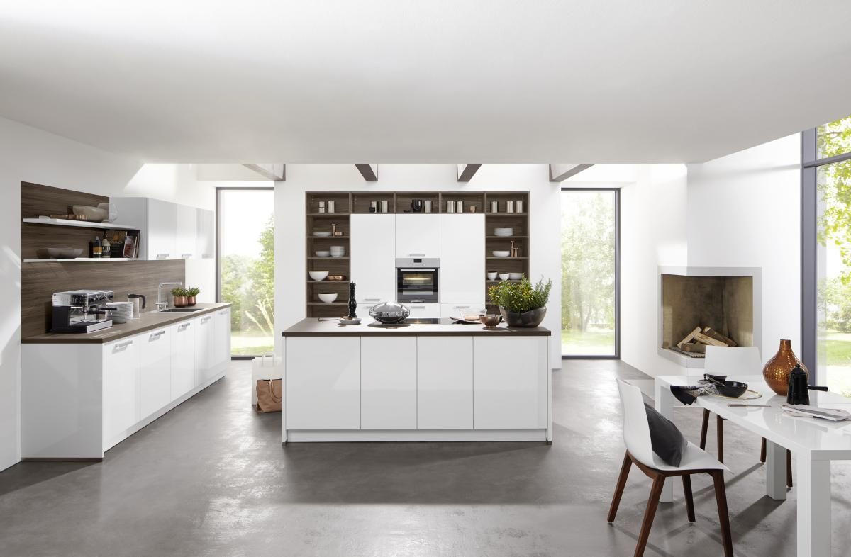 EINBAUKÜCHE NOVA LACK  - Nussbaumfarben/Weiß, Design, Holzwerkstoff - Nolte Küchen