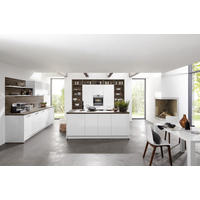 EINBAUKÜCHE   - Weiss/Nussbaumfarben, Design, Holzwerkstoff - Dieter Knoll