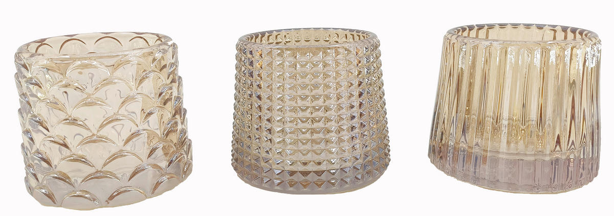 SKL. SVIETNIK NA ČAJ. SVIEČKU  sklo - zlatá, Trend, sklo (7/7cm) - Ambia Home