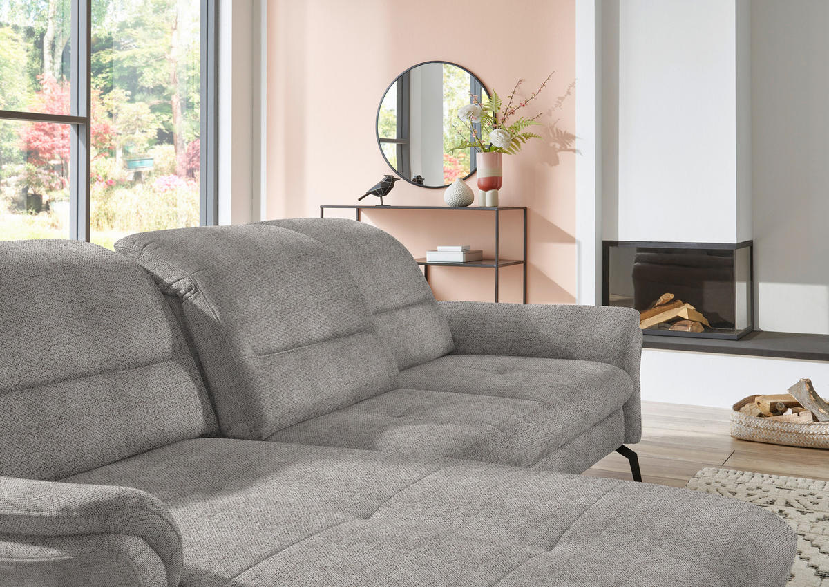 ECKSOFA in Flachgewebe Graubraun  181/260 cm  - Graubraun/Schwarz, KONVENTIONELL, Textil/Metall (181/260cm) - Beldomo Speed