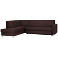 ECKSOFA in Flachgewebe Braun  - Chromfarben/Braun, Design, Textil/Metall (198/256cm) - Xora