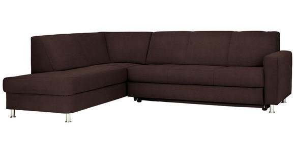 ECKSOFA in Flachgewebe Braun  - Chromfarben/Braun, Design, Textil/Metall (198/256cm) - Xora