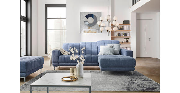 ECKSOFA  in Webstoff Blau  260/187 cm  - Chromfarben/Blau, Design, Textil/Metall (260/187cm) - Xora