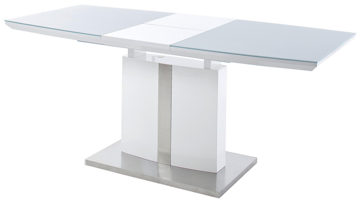 ESSTISCH in Metall, Glas, Holzwerkstoff 140-180/80/76 cm  - Weiß, Design, Glas/Holzwerkstoff (140-180/80/76cm) - Livetastic