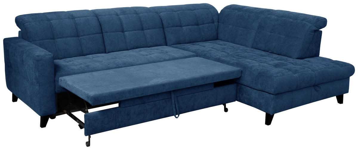 ROHOVÁ SEDACIA SÚPRAVA, textil, modrá - čierna/modrá, Design, drevo/textil (297/216cm) - Xora