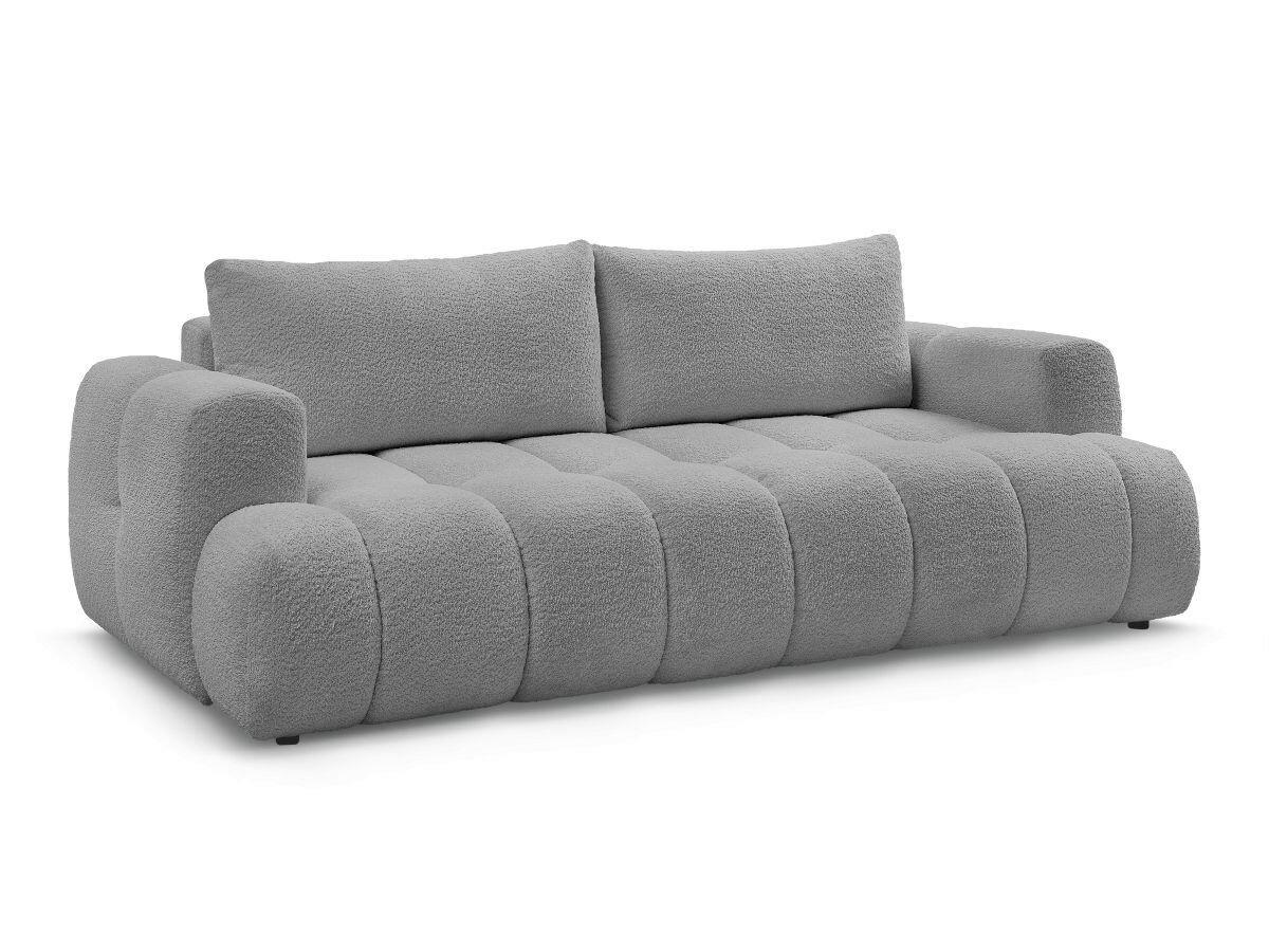 SCHLAFSOFA FUJI Bouclé Dunkelgrau  inkl.  - Dunkelgrau/Schwarz, MODERN, Kunststoff/Textil (251/113/88cm)