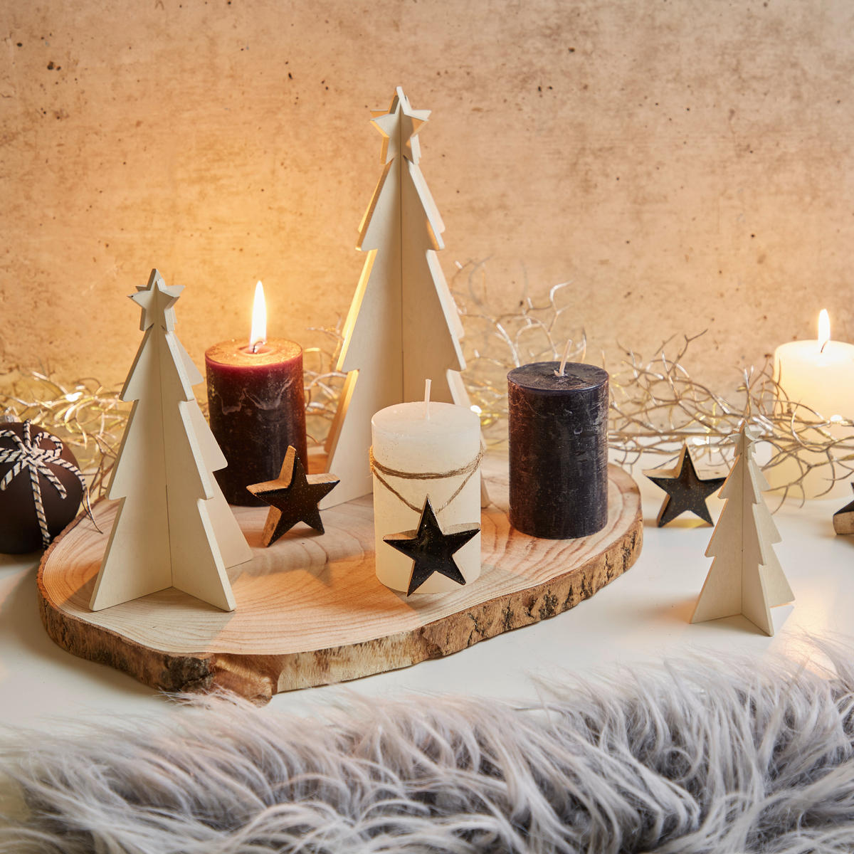 DEKORAČNÍ STROMEK - bílá/hnědá, Konvenční, kompozitní dřevo (18cm)