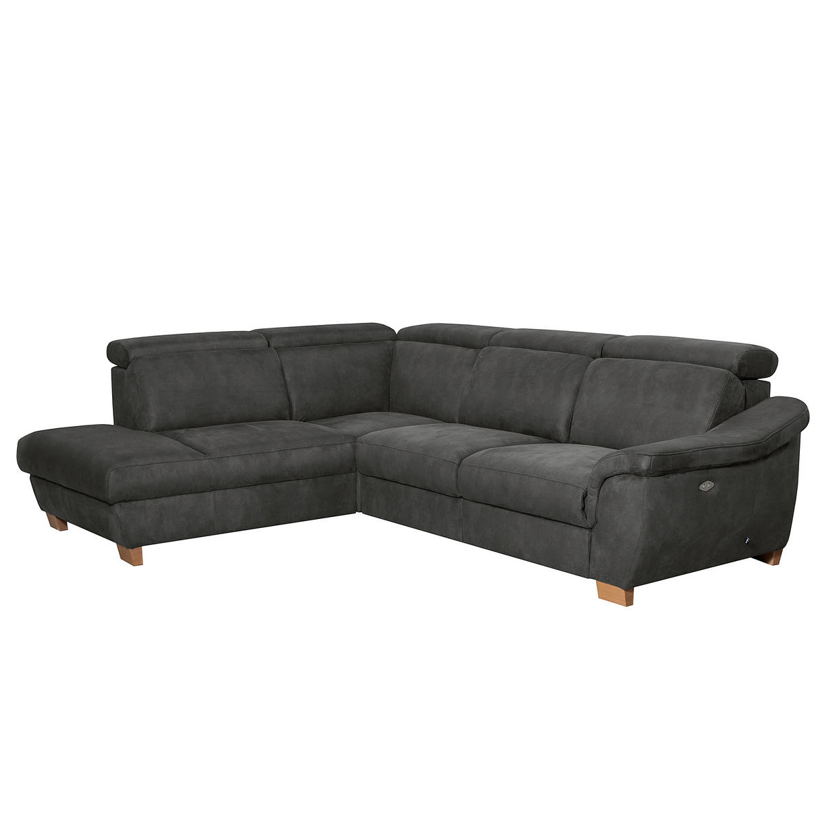 ECKSOFA Mikrofaser Anthrazit  - Anthrazit/Naturfarben, Design, Holz/Textil (238/276cm) - Livetastic
