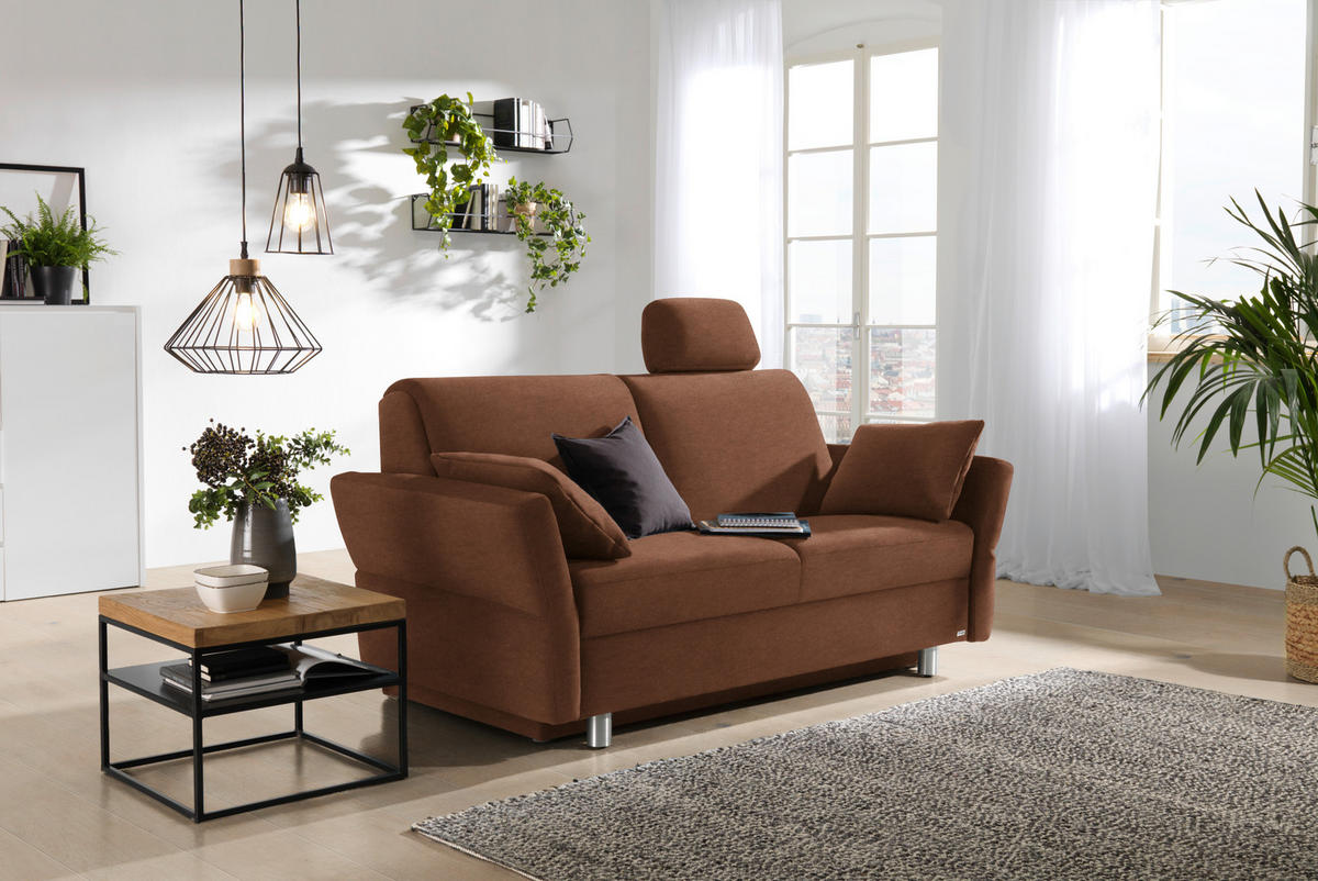 SCHLAFSOFA in Velours, beflockt Braun  - Alufarben/Braun, KONVENTIONELL, Kunststoff/Textil (170/88/91cm) - Sedda