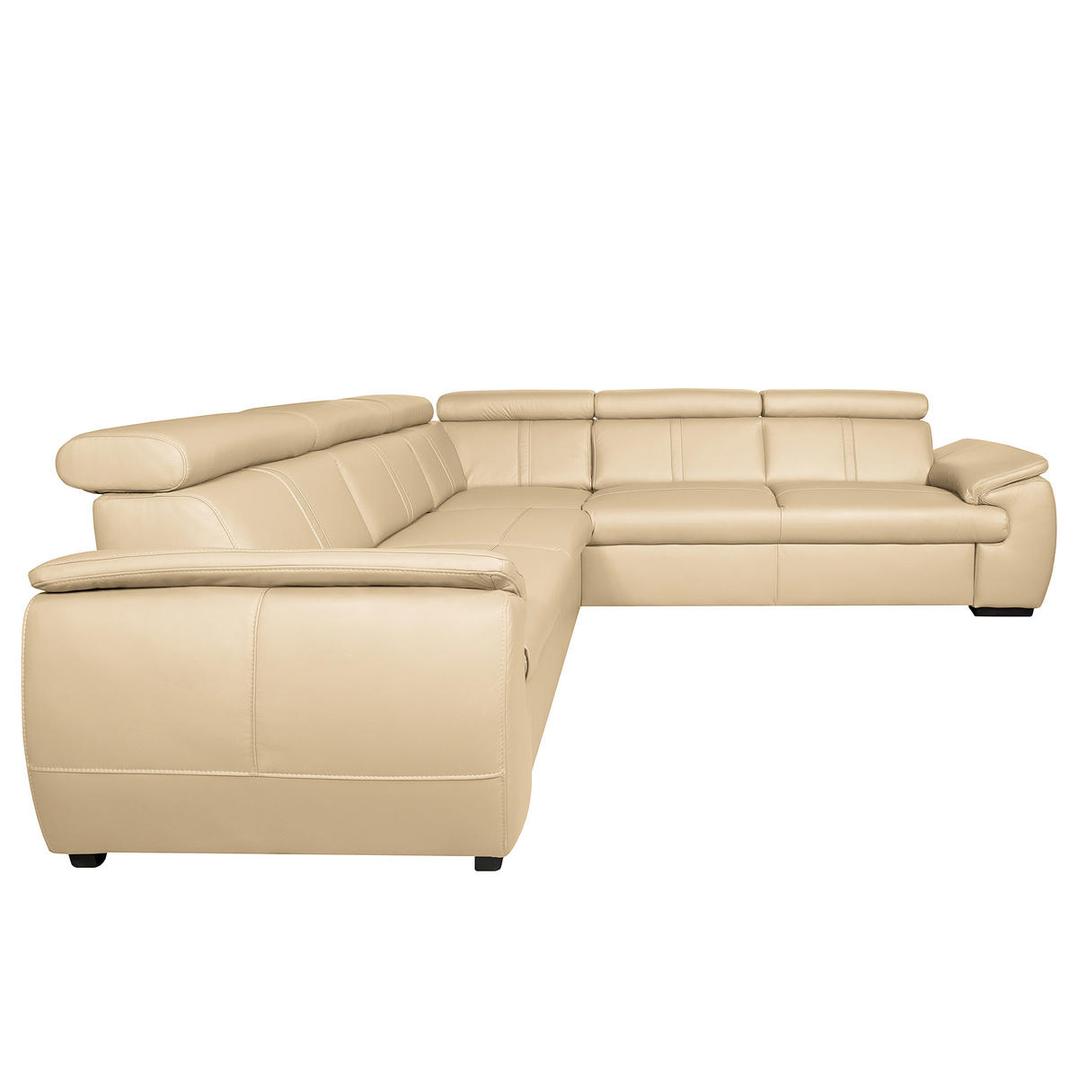 ECKSOFA Beige Echtleder  - Beige/Schwarz, Design, Leder/Holz (265/265cm) - Livetastic