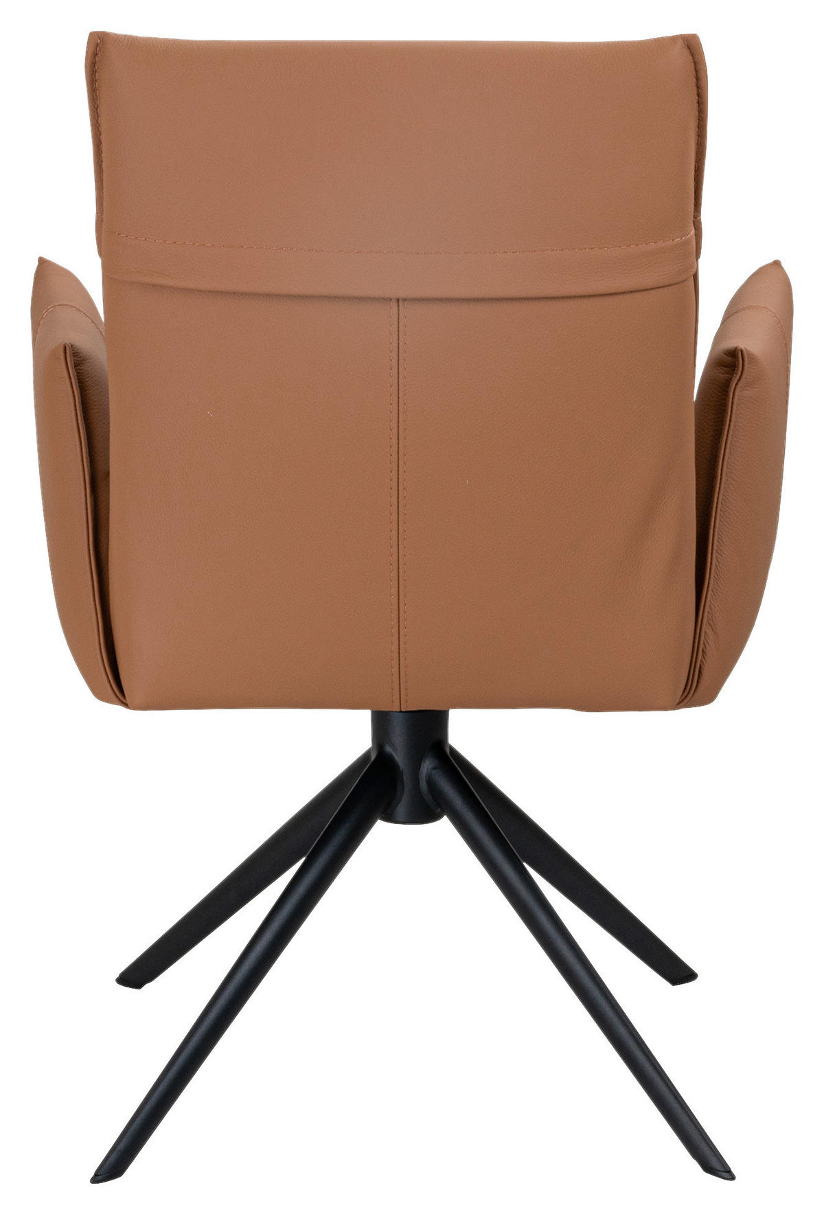 ARMLEHNSTUHL  Sitzfläche 360° drehbar  Echtleder  Cognac  - Cognac/Schwarz, Design, Leder/Metall (60/88,5/57,5cm) - Valnatura