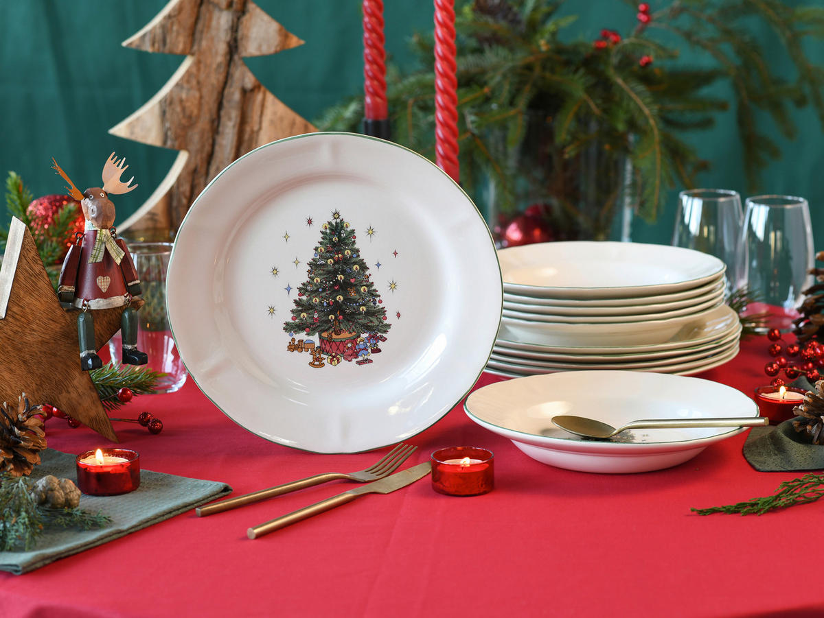 TAFELSERVICE Tannenbaum bunt 12-teilig  - Multicolor/Weiß, Basics, Keramik - Creatable