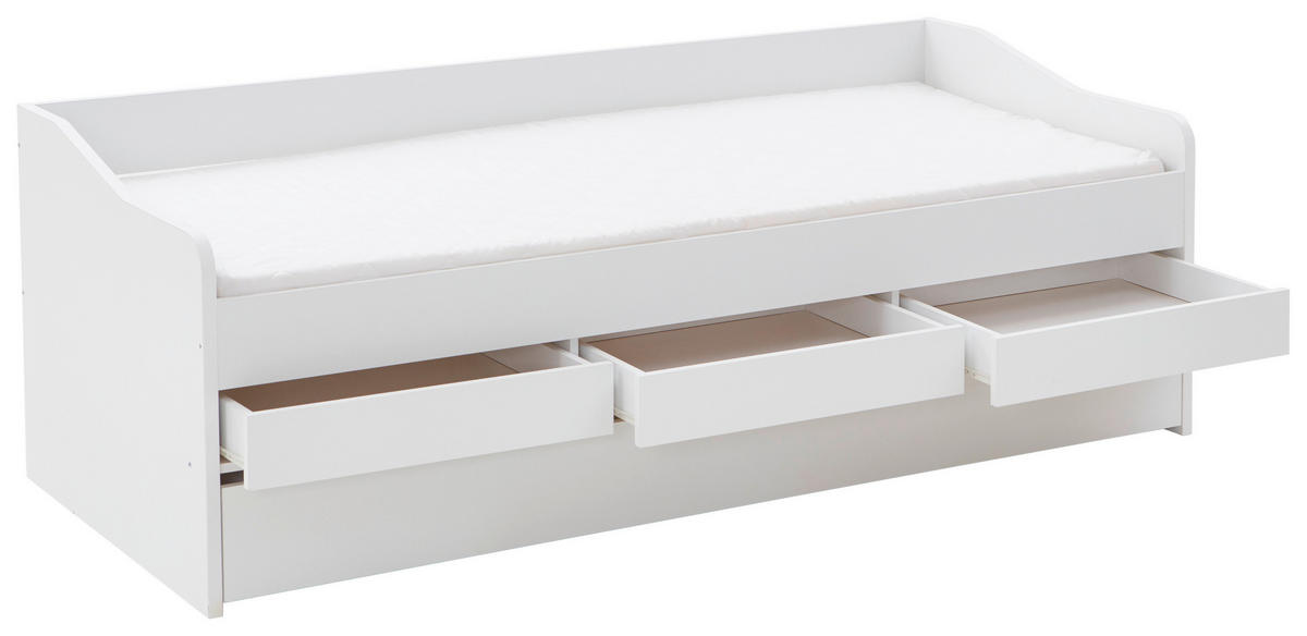 AUSZIEHBETT 90-180/200 cm  in Weiß  - Weiß, KONVENTIONELL, Holz/Holzwerkstoff (90-180/200cm) - Carryhome
