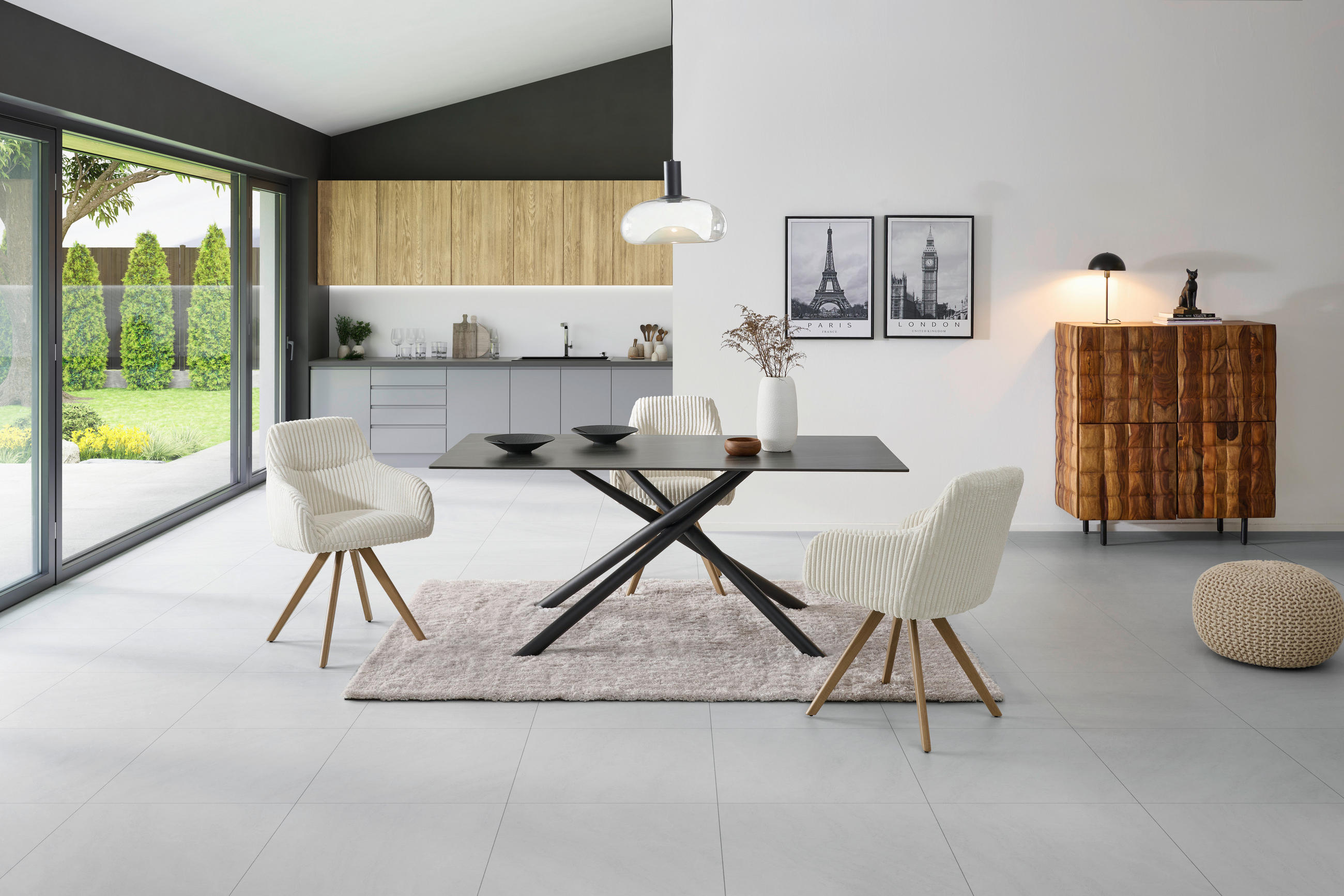 ARMLEHNSTUHL  in Eisen Cord  - Eichefarben/Beige, MODERN, Holz/Textil (56/88/60cm) - MID.YOU