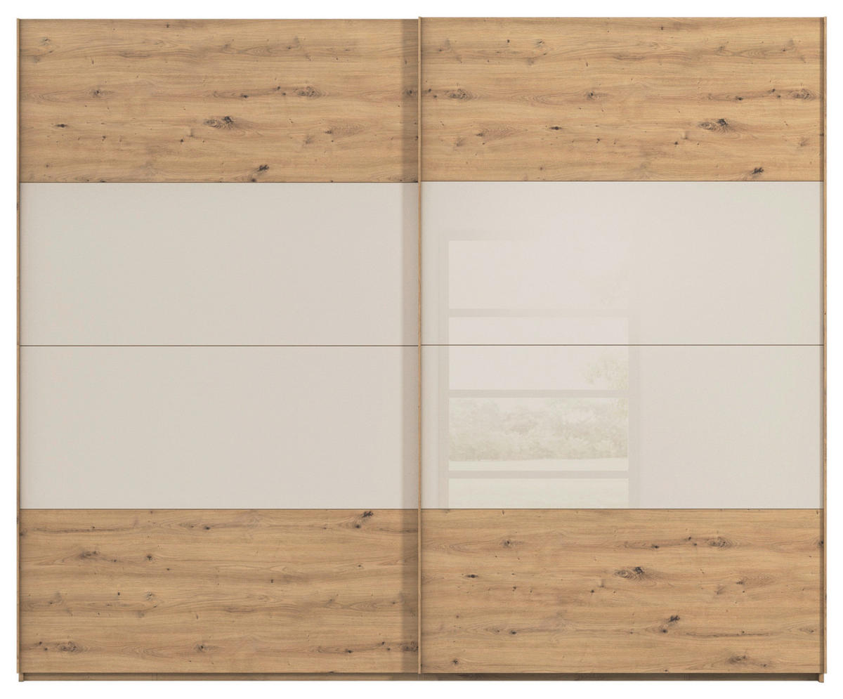 SCHWEBETÜRENSCHRANK 271/223/68 cm 2-türig Champagner, Eiche Artisan  - Champagner/Eichefarben, Design, Glas/Holzwerkstoff (271/223/68cm) - Xora