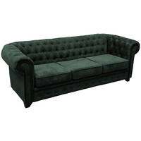 CHESTERFIELD-SOFA CHESTERFIELD in Flachgewebe Dunkelgrün  - Dunkelgrün/Schwarz, KONVENTIONELL, Holz/Holzwerkstoff (225/72/92cm) - Livetastic