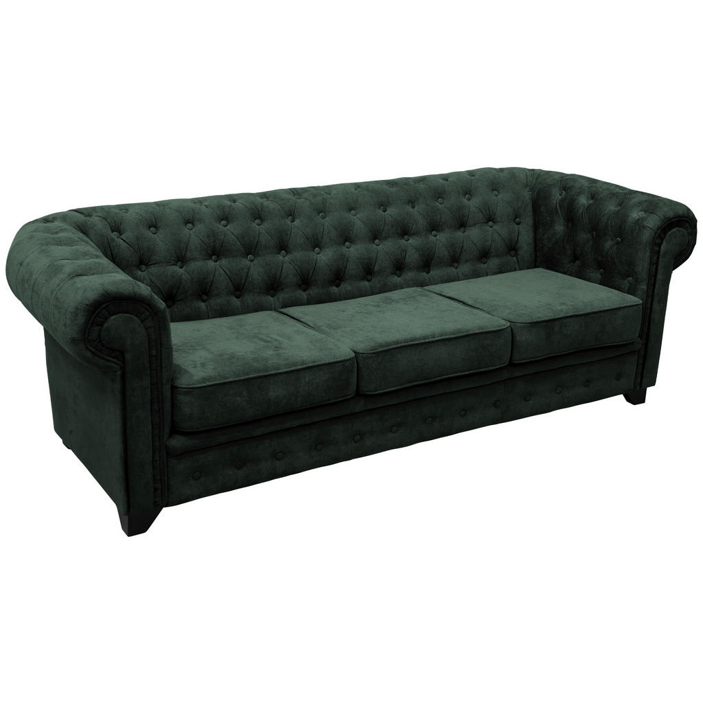Livetastic SEDAČKA CHESTERFIELD, textil, kompozitné drevo, drevo, tmavozelená