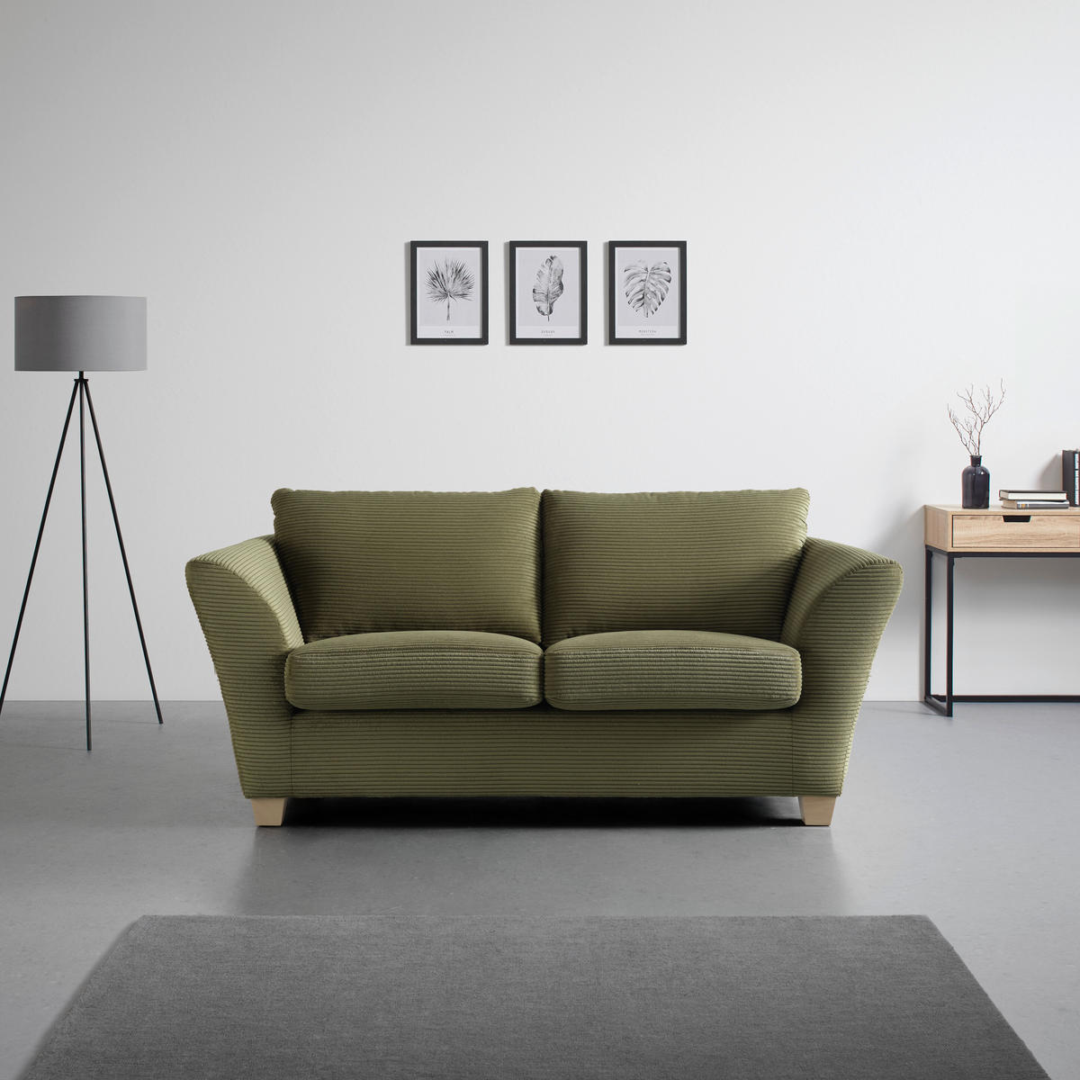 2-SITS SOFFA i textil grön  - grön/mörkgrön, trä/textil (190/70-85/95cm) - MID.YOU