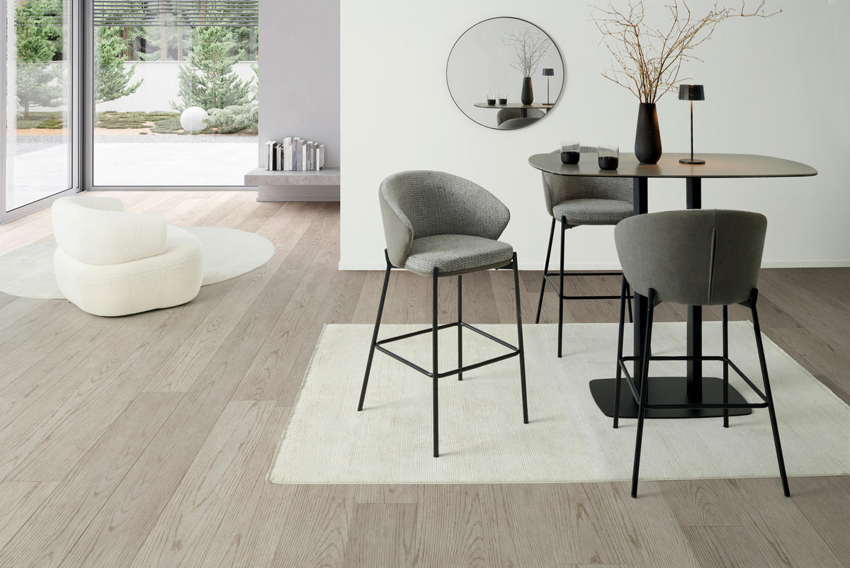 BARHOCKER Samt Grau Eisen  - Schwarz/Grau, MODERN, Textil/Metall (53,5/101/54cm) - MID.YOU