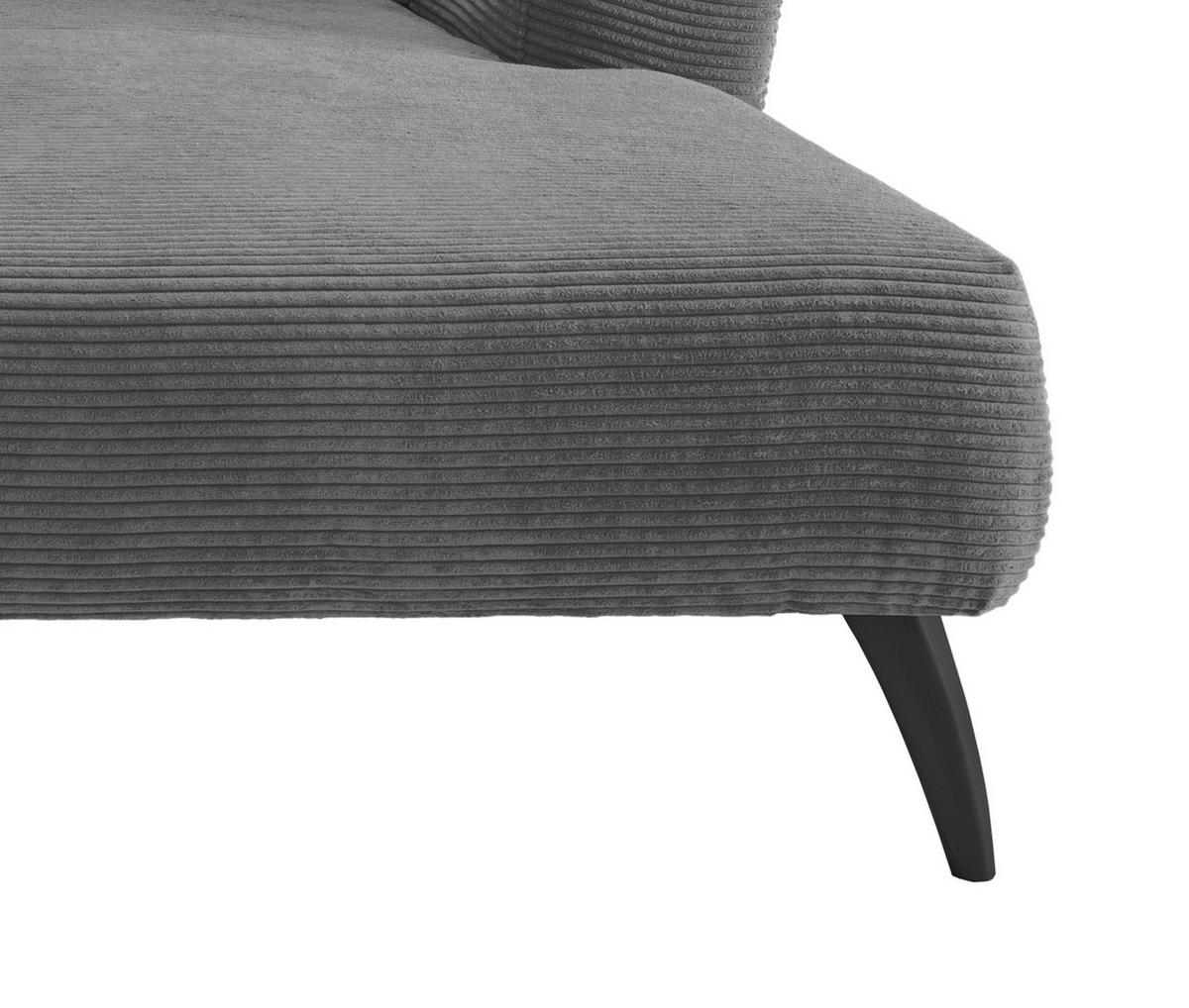 ECKSOFA in Cord Grau  - Schwarz/Grau, Modern, Holz/Textil (264/160cm) - MID.YOU