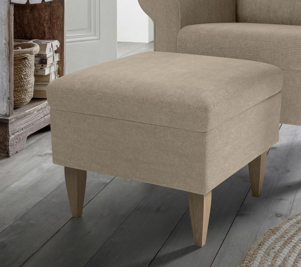 SESSELSET Chenille Hellbraun  - Hellbraun/Naturfarben, Konventionell, Holz/Textil (80/102/86cm) - Livetastic
