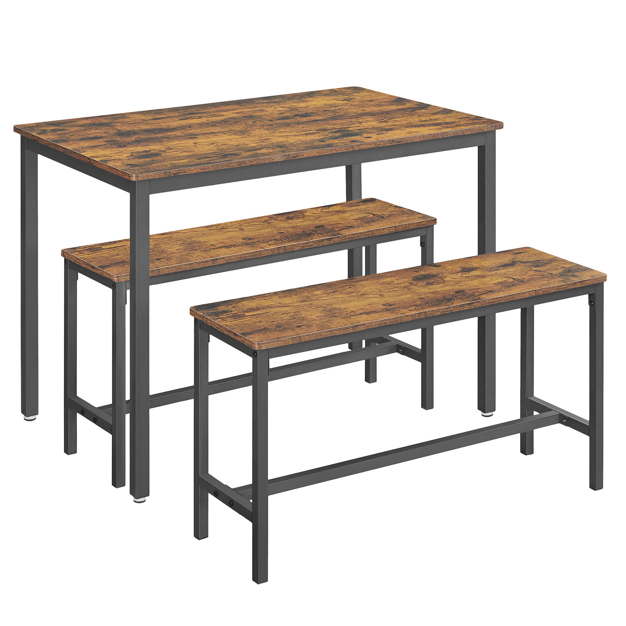 TISCHGRUPPE in Metall, Holzwerkstoff Braun, Schwarz  - Schwarz/Braun, Natur, Holzwerkstoff/Metall (110/70/75cm) - Boxxx