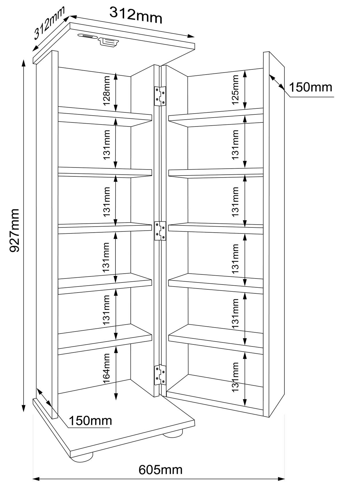 CD REGAL hrast medunac  drvni materijal   - hrast medunac/crna, Design, drvni materijal/plastika (31/93/31cm) - MID.YOU