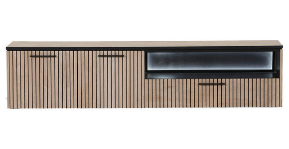 LOWBOARD in 180/40/43 cm - Eichefarben/Schwarz, Trend, Holzwerkstoff/Metall (180/40/43cm) - Carryhome