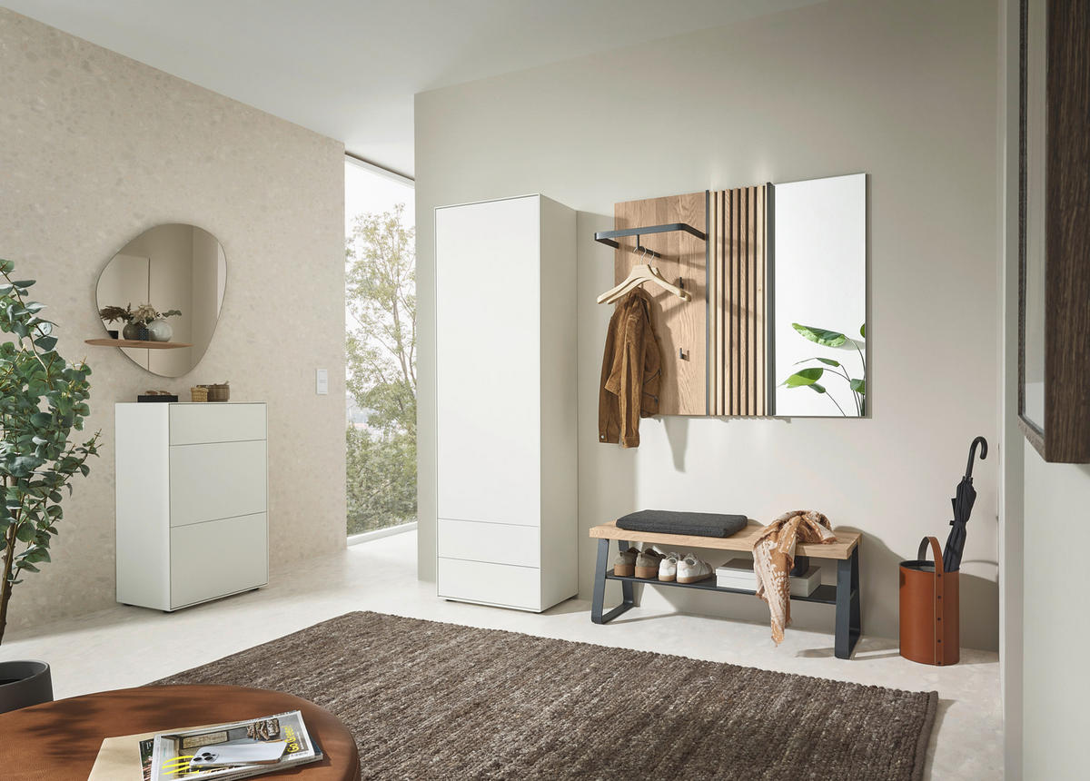 GARDEROBENBANK  in 109/43/42 cm  - Eichefarben/Anthrazit, Design, Holz/Metall (109/43/42cm) - Johann Jakob