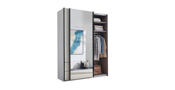 SCHWEBETÜRENSCHRANK 170/225,5/60 cm 2-türig Schwarz, Weiß  - Schwarz/Weiß, KONVENTIONELL, Glas/Holzwerkstoff (170/225,5/60cm) - Xora