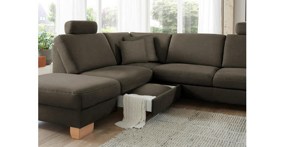 ECKSOFA in Mikrofaser Fango  236/286 cm  - Wildeiche/Fango, KONVENTIONELL, Holz/Textil (236/286cm) - Voleo