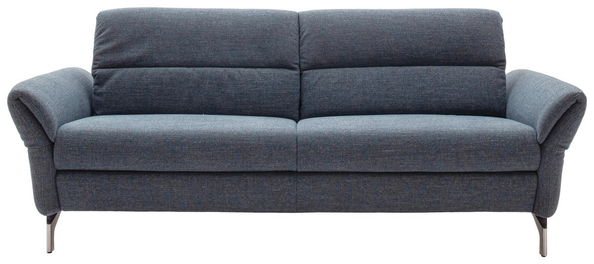 2,5-SITZER in Flachgewebe Blaugrau  - Blaugrau/Nickelfarben, Design, Textil/Metall (212/87/100cm) - Schöner Wohnen