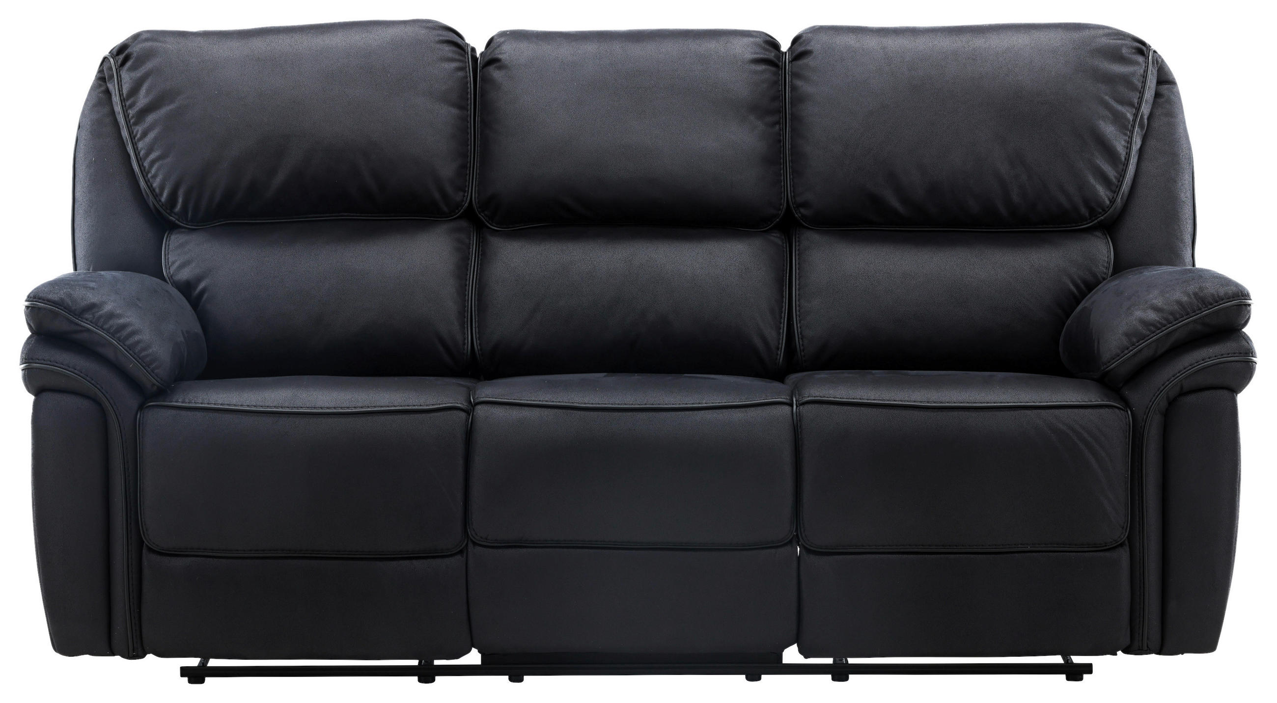 3-SITS SOFFA i läderimitation (vegan) svart  - svart, Design, textil/plast (228/103/99cm) - Livetastic