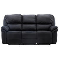 3-SITZER-SOFA Lederlook (vegan) Schwarz  - Schwarz, Design, Kunststoff/Textil (228/103/99cm) - Livetastic
