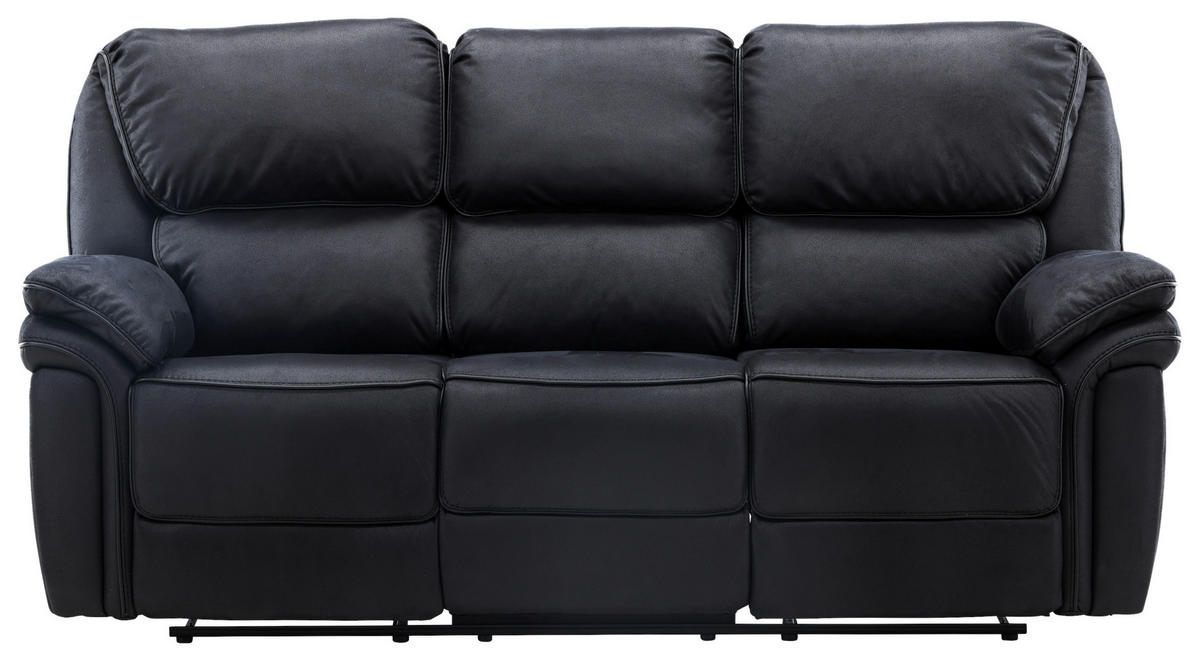 3-SITZER-SOFA in Lederlook (vegan) Schwarz  - Schwarz, Design, Kunststoff/Textil (228/103/99cm) - Livetastic