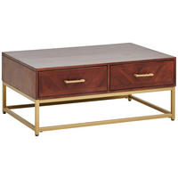 COUCHTISCH in Holz, Metall  - Goldfarben/Walnussfarben, Design, Holz/Metall (90/38/60cm) - MID.YOU