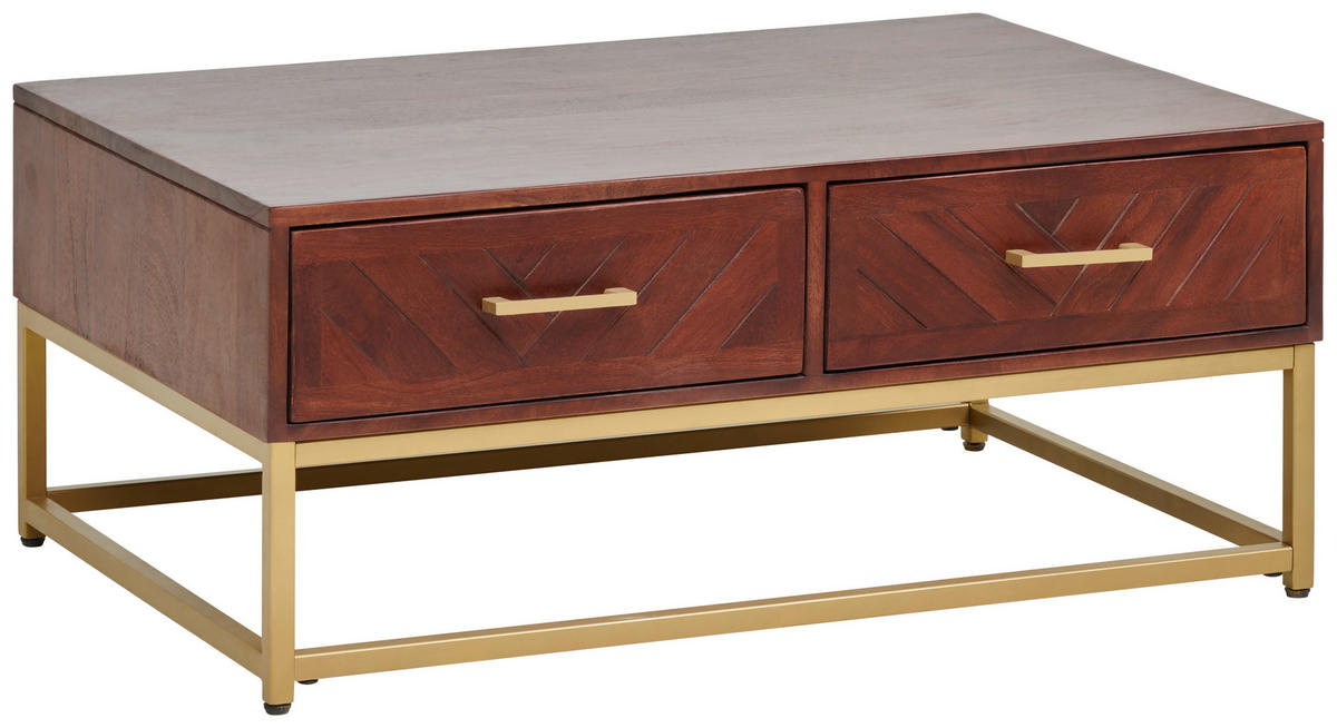 COUCHTISCH in Holz, Metall  - Goldfarben/Walnussfarben, Design, Holz/Metall (90/38/60cm) - MID.YOU