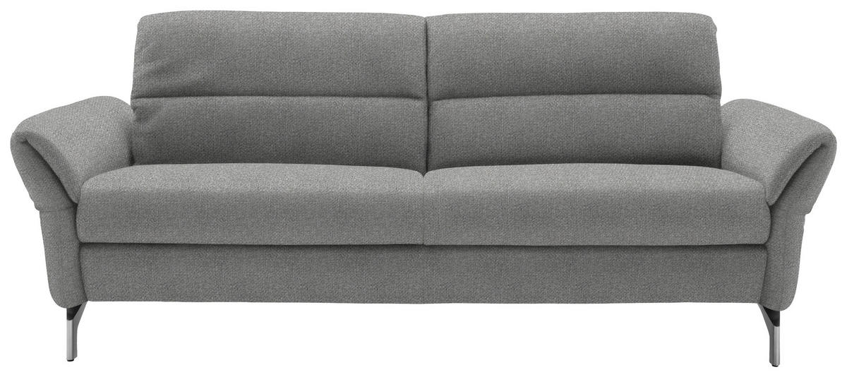 2,5-SITZER in Flachgewebe Hellgrau  - Hellgrau/Nickelfarben, Design, Textil/Metall (212/87/100cm) - Schöner Wohnen