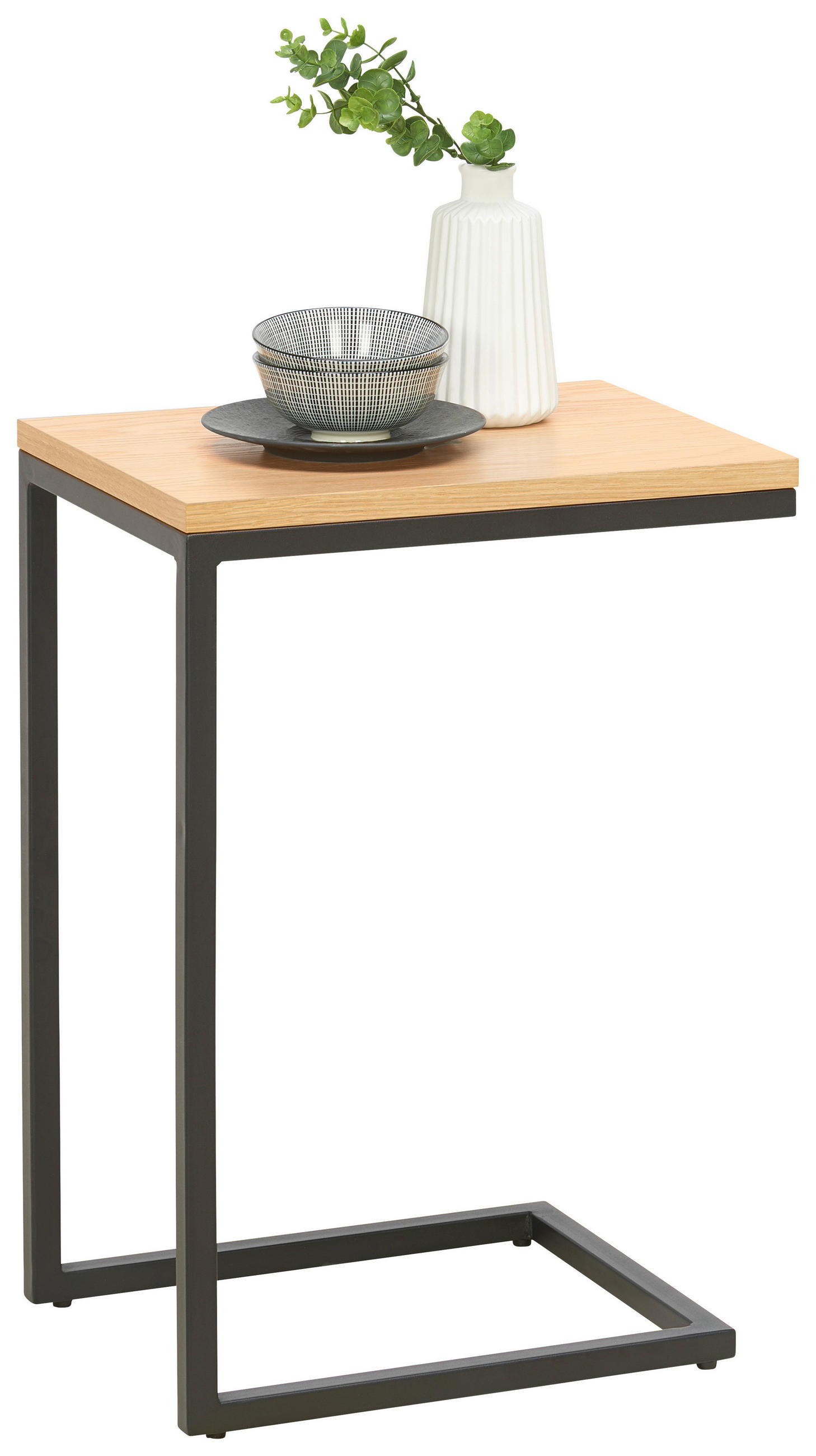 PRÍRUČNÝ STOLÍK, dub, čierna, farba duba - čierna/farba duba, Design, kov/drevo (40/30/60cm) - Carryhome