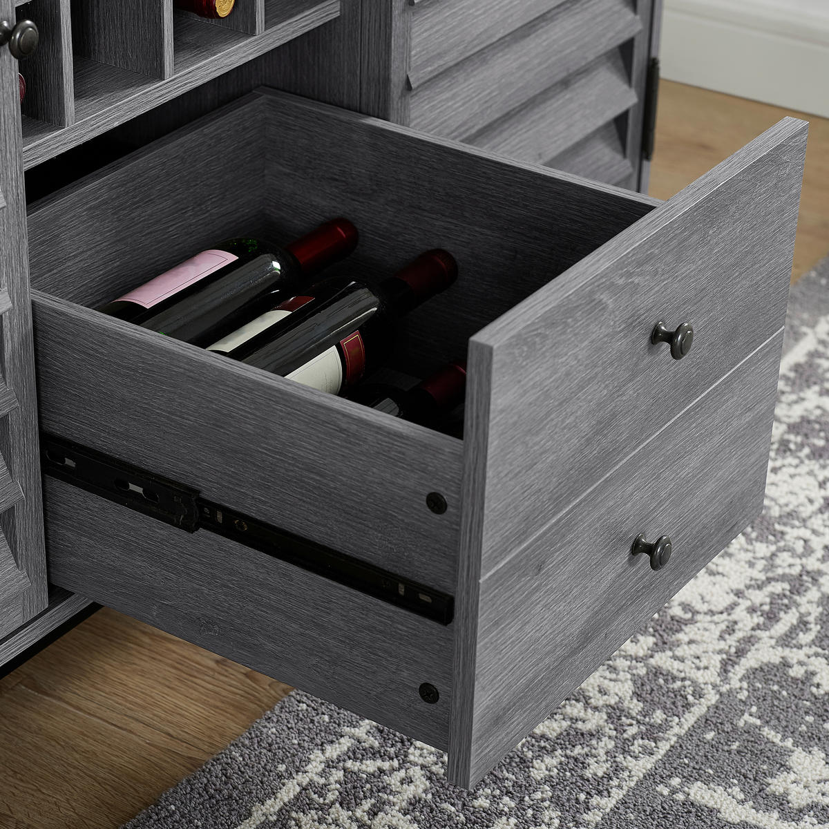 WEINREGAL 120/76/48 cm  - Eichefarben/Eiche grau, Design, Holzwerkstoff/Metall (120/76/48cm) - MID.YOU