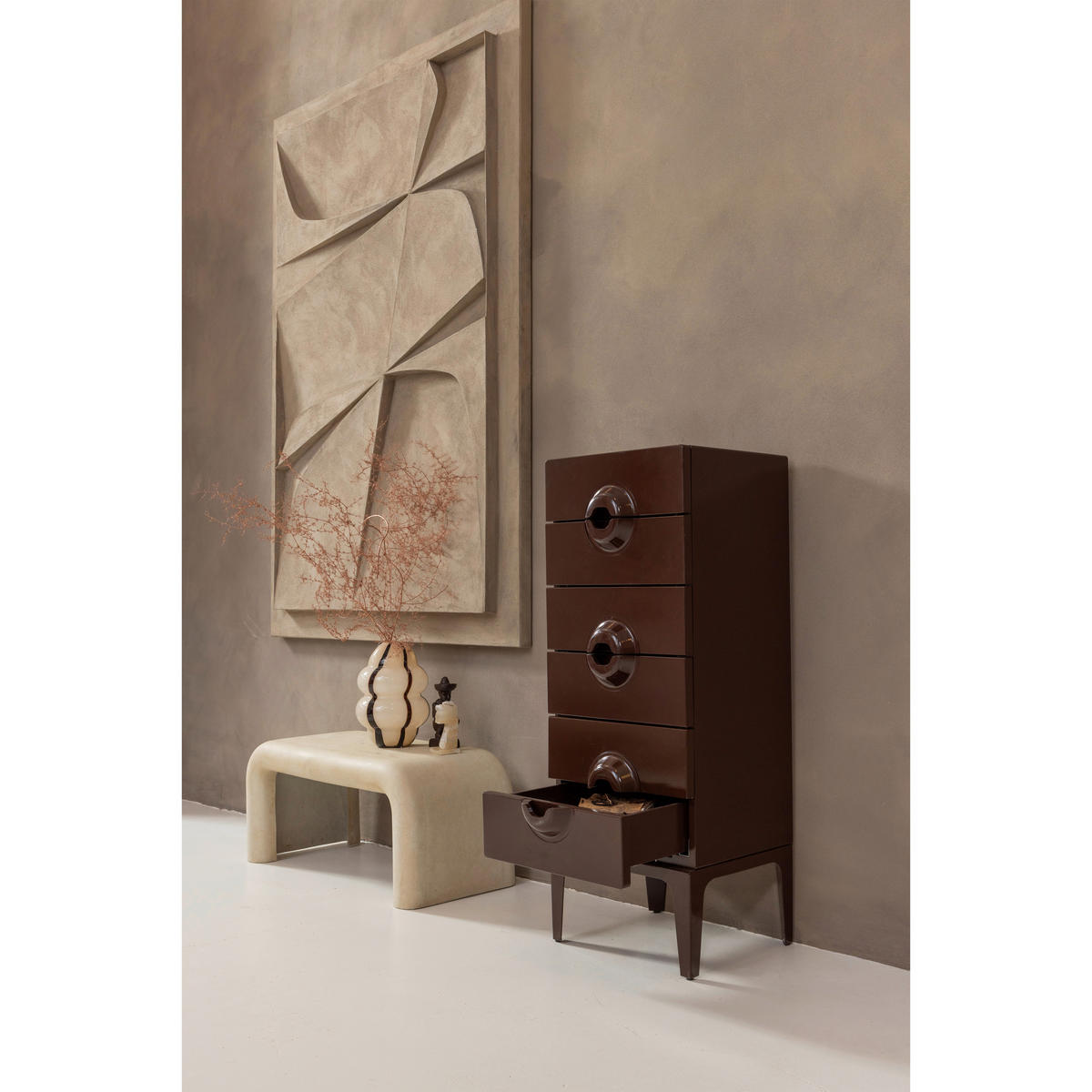 KOMMODE Merge  in 44/120/45 cm  - Rot/Braun, Design, Holz (44/120/45cm) - Livetastic