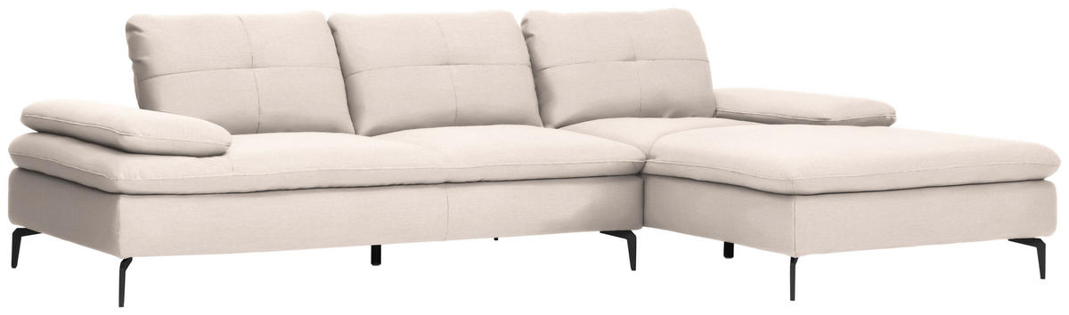 ECKSOFA in Webstoff Creme  301/179 cm  - Creme/Schwarz, Design, Textil/Metall (301/179cm) - Chilliano