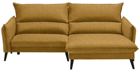 ECKSOFA in Velours Gelb  238/170 cm  - Gelb/Schwarz, Design, Holz/Textil (238/170cm) - Carryhome
