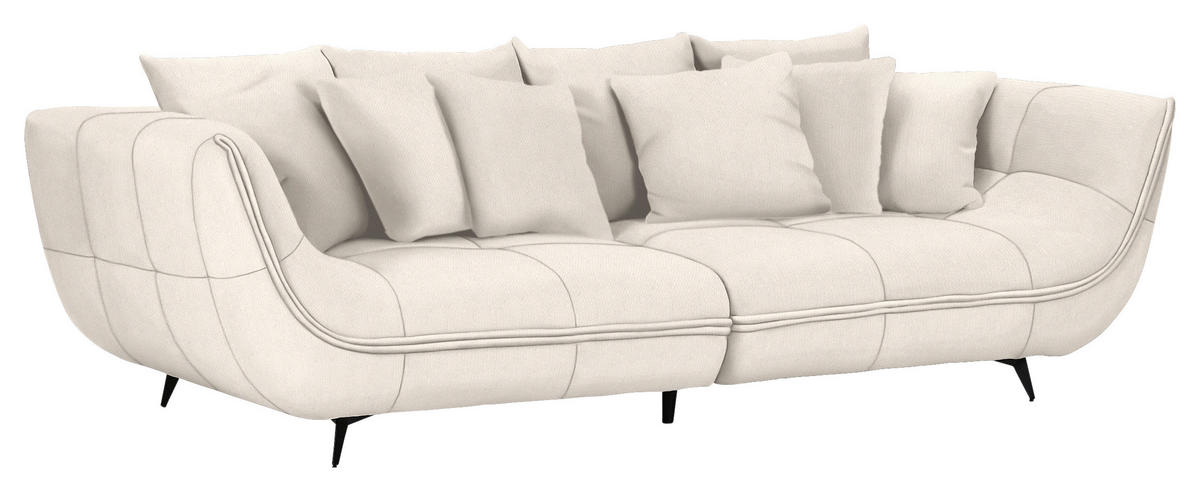 BIGSOFA Flachgewebe Beige  - Beige/Schwarz, Design, Textil/Metall (275/80/123cm) - Lomoco