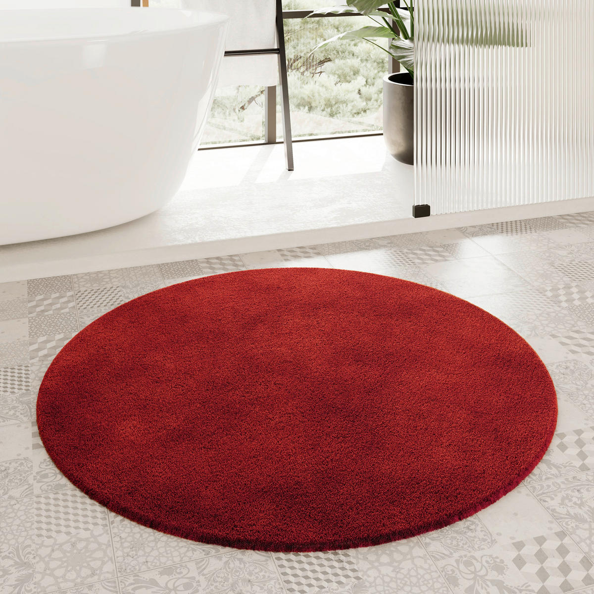 BADTEPPICH Rot 90 cm  - Rot, Basics, Kunststoff/Textil (90cm) - WECON HOME BASIC