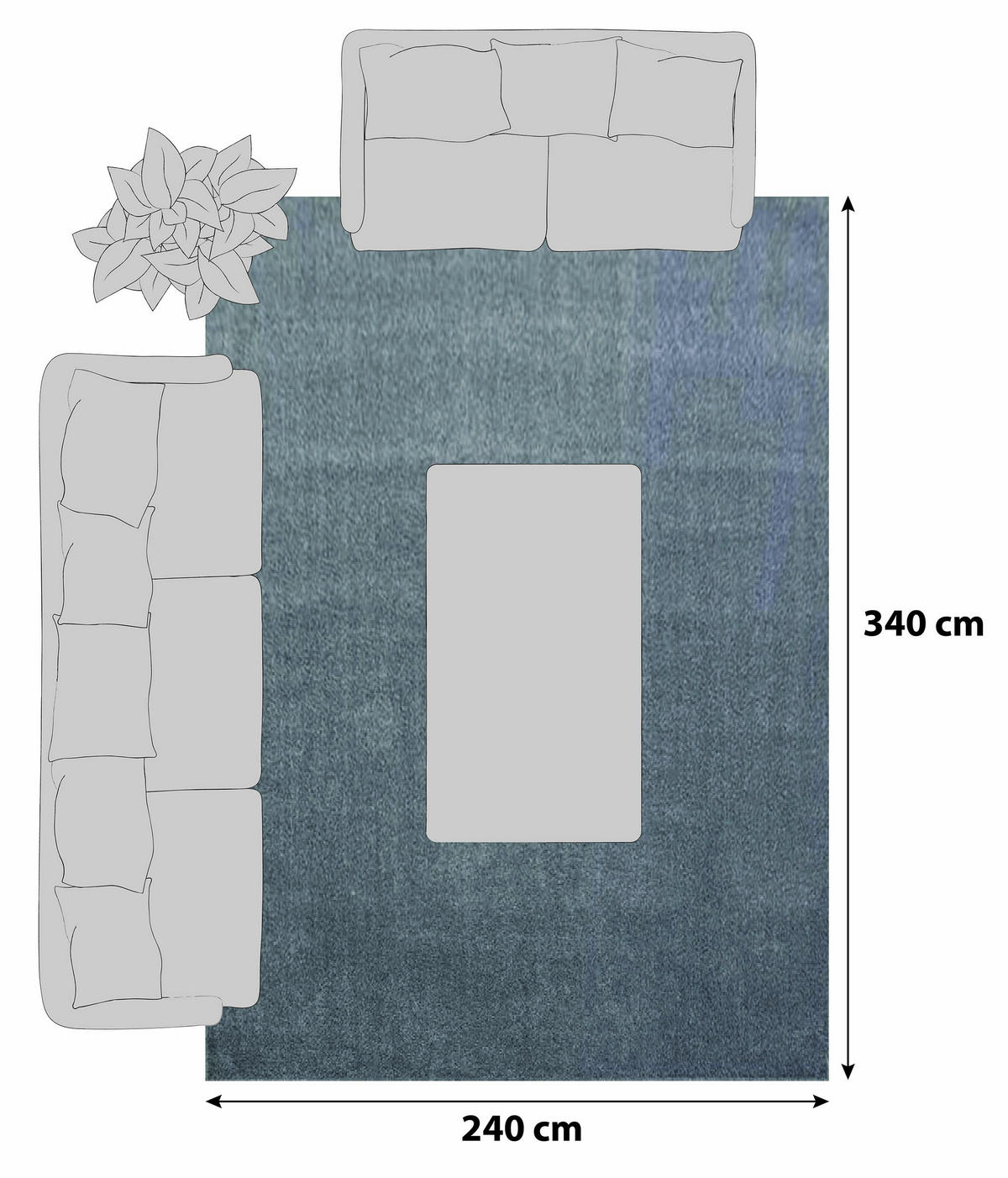 RYAMATTA 240/340 cm ATA 7000  - ljusgrå, Design, textil (240/340cm) - Novel