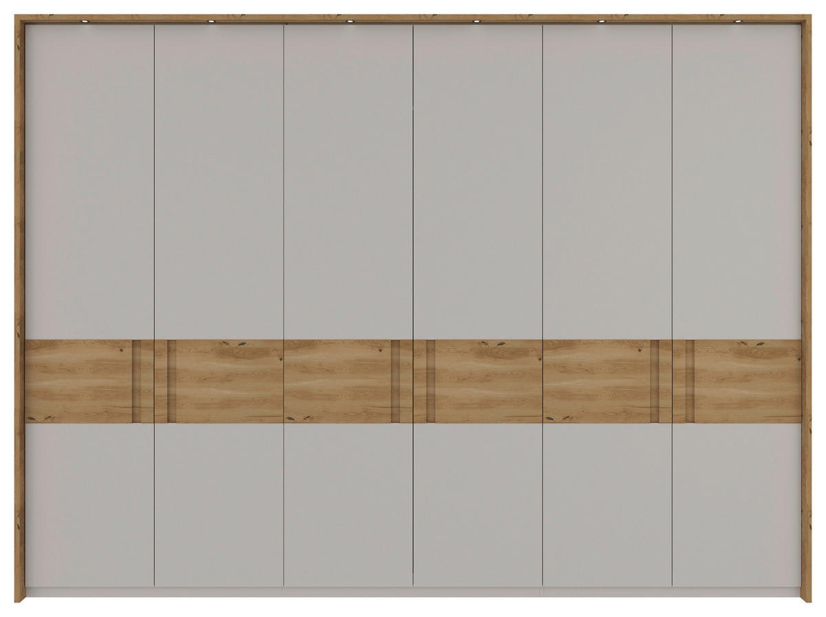 DREHTÜRENSCHRANK in Hellgrau, Eichefarben  - Eichefarben/Hellgrau, Modern, Holz/Holzwerkstoff (301,5/222/60cm) - Xora