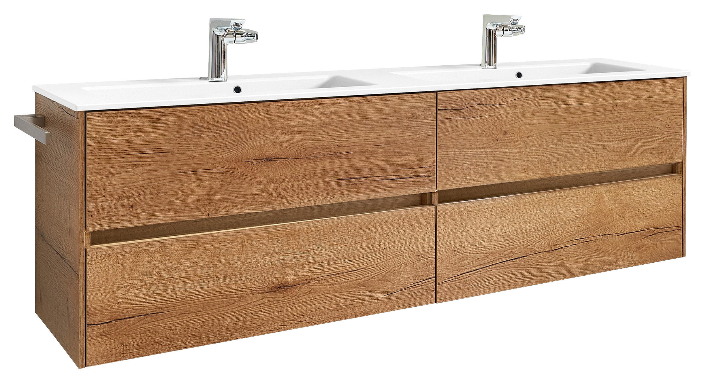 WASCHTISCHKOMBI 153 cm  - Eiche dunkel/Weiß, Design, Holzwerkstoff/Stein (153cm) - Sadena