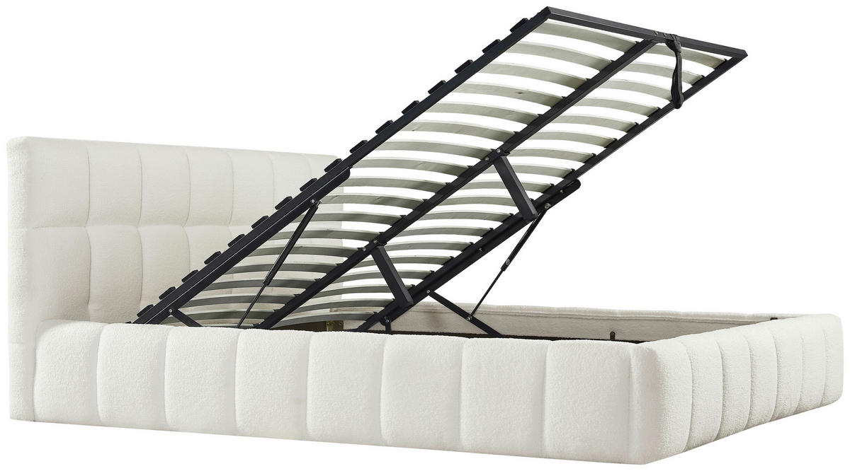 POLSTERBETT 140/200 cm  Creme  - Creme/Schwarz, Modern, Holz/Kunststoff (140/200cm) - Livetastic
